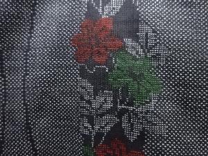 アンティーク　立涌に花模様織り出し本場泥大島紬着物(5マルキ)